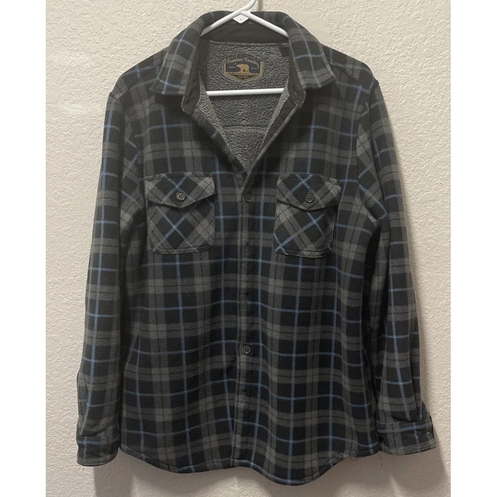 Freedom Foundry Unisex Plaid Shirt Jacket  Sherpa Lined Fleece Size Medium